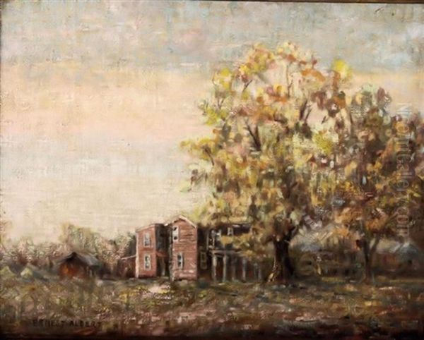 Impressionist Autumn Landscape With Farmhouses - view 1