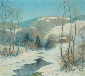 Stream In A Winter Landscape by Ernest Albert