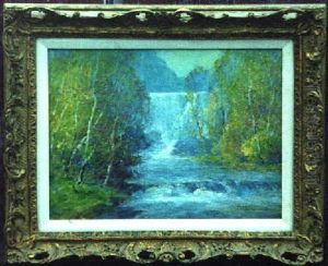 Birches And Waterfall