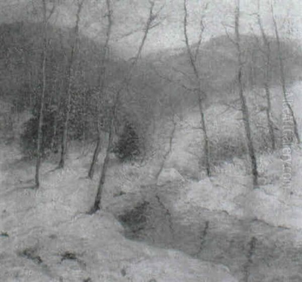 Stream In Winter Twilight - view 1