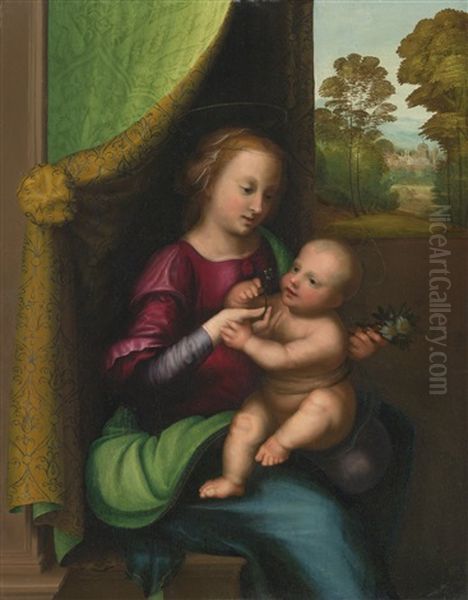 Madonna And Child Beside A Window, A Landscape Beyond - view 1