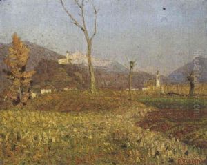 Paesaggio Con Chiesetta Bianca by Oreste Albertini