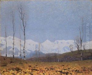 Paesaggio Innevato Con Alberi by Oreste Albertini
