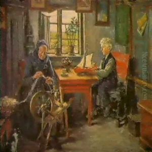 Bei Der Grossmuter. Interieur Eines Halligbauernhauses