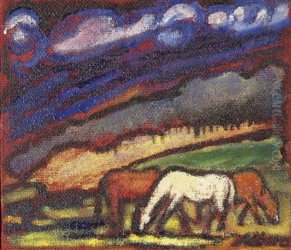 Drei Pferde Auf Der Weide - view 1