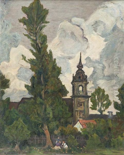 Sturmische Landschaft Mit Blick Auf Eine Kirche - view 1