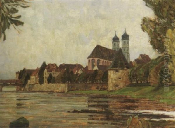 Bad Sackingen Am Rhein. Blick Auf Das Fridolinmunster Und Die Historische Holzbrucke - view 1