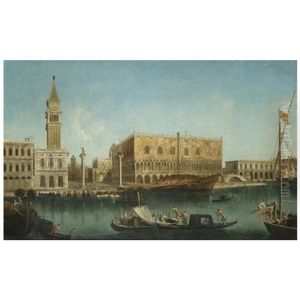 Venice, A View Of The Molo From The Bacino Di San Marco, With The Piazzetta And The Palazzo Ducale by Francesco Albotti