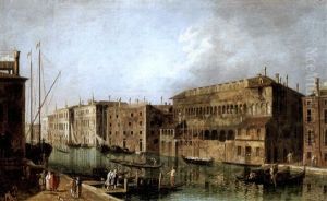 The Grand Canal, Venice, At The Fondaco Dei Turchi by Francesco Albotti