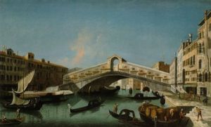 Veduta Veneziana Con Il Ponte Di Rialto by Francesco Albotti