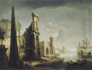Capriccio Mit Romischen Ruinen An Einem Seehafen by Francesco Albotti