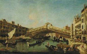 The Grand Canal, Venice, With The Rialto Bridge by Francesco Albotti