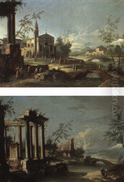 Capriccio River Landscape With Ruins And Figures - view 1