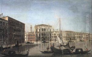 The Ca'foscari And The Palazzo Balbi From The Grand Canal by Francesco Albotti