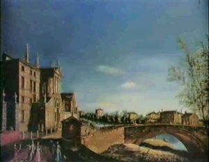 A Florentine Landscape With Elegant Figures Approaching A   Wayside Shrine Before A Country Mansion...