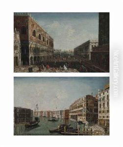 Saint Mark's Square And The Doge's Palace And A View Of The Grand Canal, Venice (a Pair)