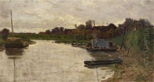 Flusslandschaft Mit Kahnen by Karl Albrecht