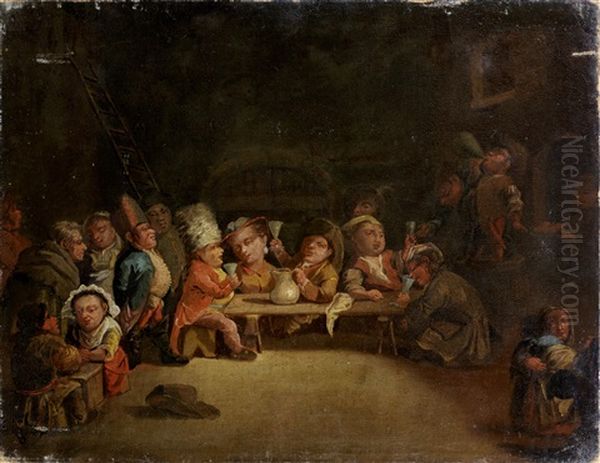 Figures Dancing And Making Music In An Interior (+ Figures Drinking And Playing Cards In An Interior; Pair) - view 1