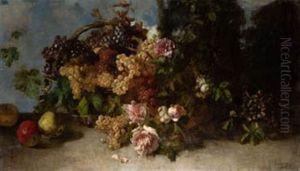 Cesto Con Flores Y Uvas by Julia Alcayde y Montoya