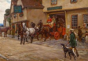 The Stagecoach Leaving The George by Cecil Charles Aldin