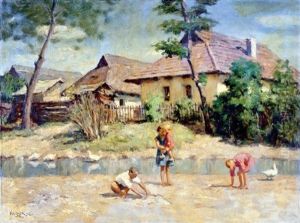 Gyerekek A Patakparton by Janos Laszlo Aldor