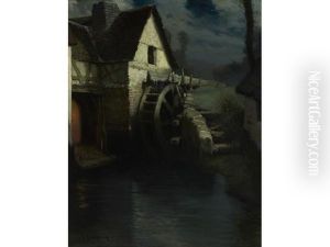 Landscape With Mill (old Grist Mill Near Dieppe) by George Ames Aldrich