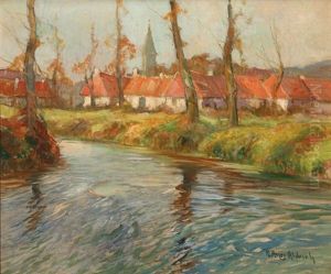 Normandy River Scene by George Ames Aldrich