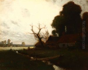 Stream Near A Cottage by George Ames Aldrich