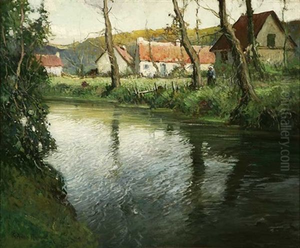 Cottages In Normandy River Landscape - view 1