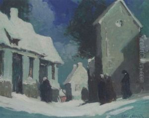 Breton Village In Winter by George Ames Aldrich