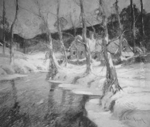 Cottage By The Brook, Winter by George Ames Aldrich
