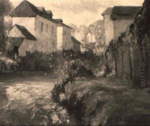 Houses By River, Brittany by George Ames Aldrich