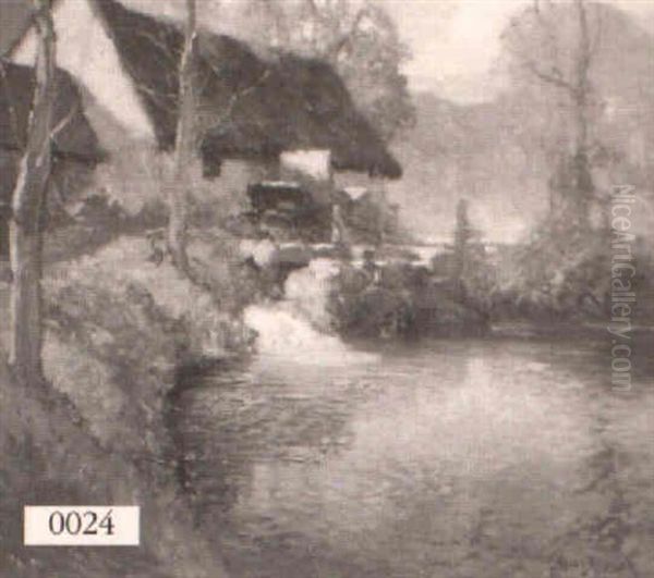 Mill By A River In The Fall - view 1