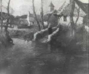 Brittany Scene With Rippling Pond And Lone Figure by George Ames Aldrich