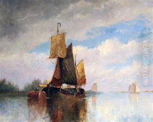 Sail Barge Off The Coast