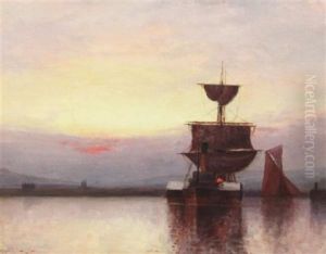 Paddle Steamer Towing A Barque Into Harbour