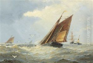 Segelboote Bei Frischer Brise by Frederick James Aldridge