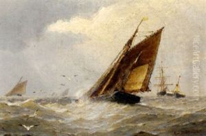 Marine Mit Segelbooten Bei Frischer Brise by Frederick James Aldridge