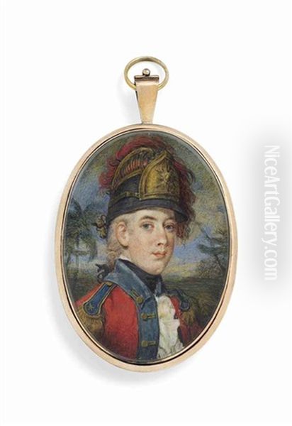George Forbes, In Officer's Uniform Of The Light Company Of Fusiliers, Blue-bordered Red Coat With Gold Buttons And Epaulettes, Black Stock... - view 1