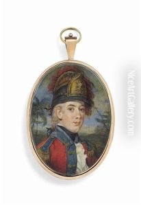 George Forbes, In Officer's Uniform Of The Light Company Of Fusiliers, Blue-bordered Red Coat With Gold Buttons And Epaulettes, Black Stock... by John Alefounder