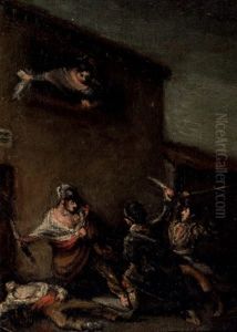 Pelea En La Venta by Leonardo Alenza Y Nieto