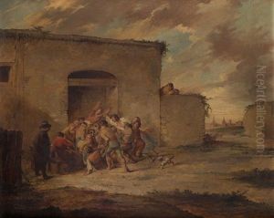 Pelea A La Puerta De Una Venta by Leonardo Alenza Y Nieto