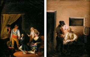 Escenas Romanticas (pair) by Leonardo Alenza Y Nieto