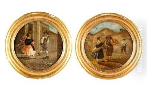 Escenas Satiricas (pair) by Leonardo Alenza Y Nieto
