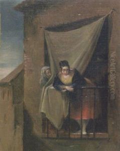 Jeune Femme Au Balcon by Leonardo Alenza Y Nieto