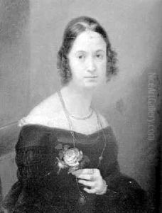 Portrait Of A Woman Holding A Pink Rose Portrait Of A Woman Holding A Pink Rose
