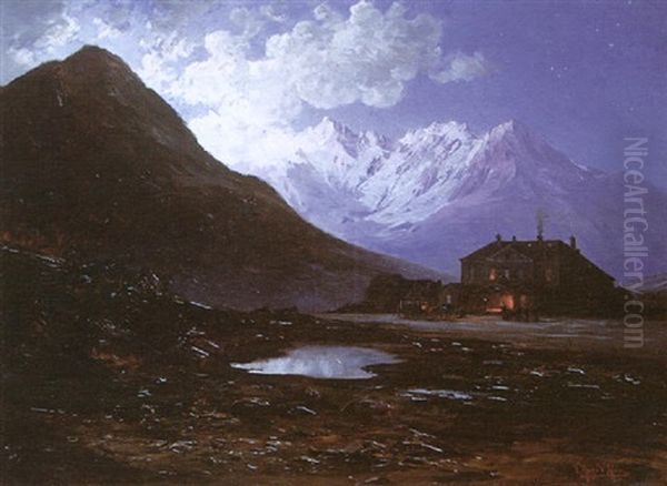 La Halte Des Voyageurs Le Soir Au Col Du Lautaret - view 1