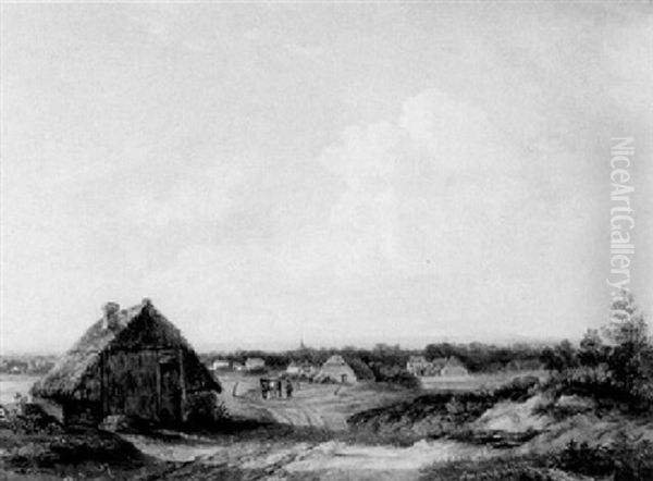 Figures By A Farm In An Extensive Landscape - view 1