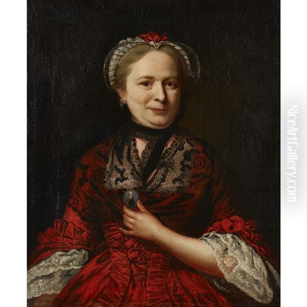 Portrait Of A Lady, Holding A Jacobite Portrait Miniature - view 1
