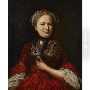 Portrait Of A Lady, Holding A Jacobite Portrait Miniature by Cosmo Alexander